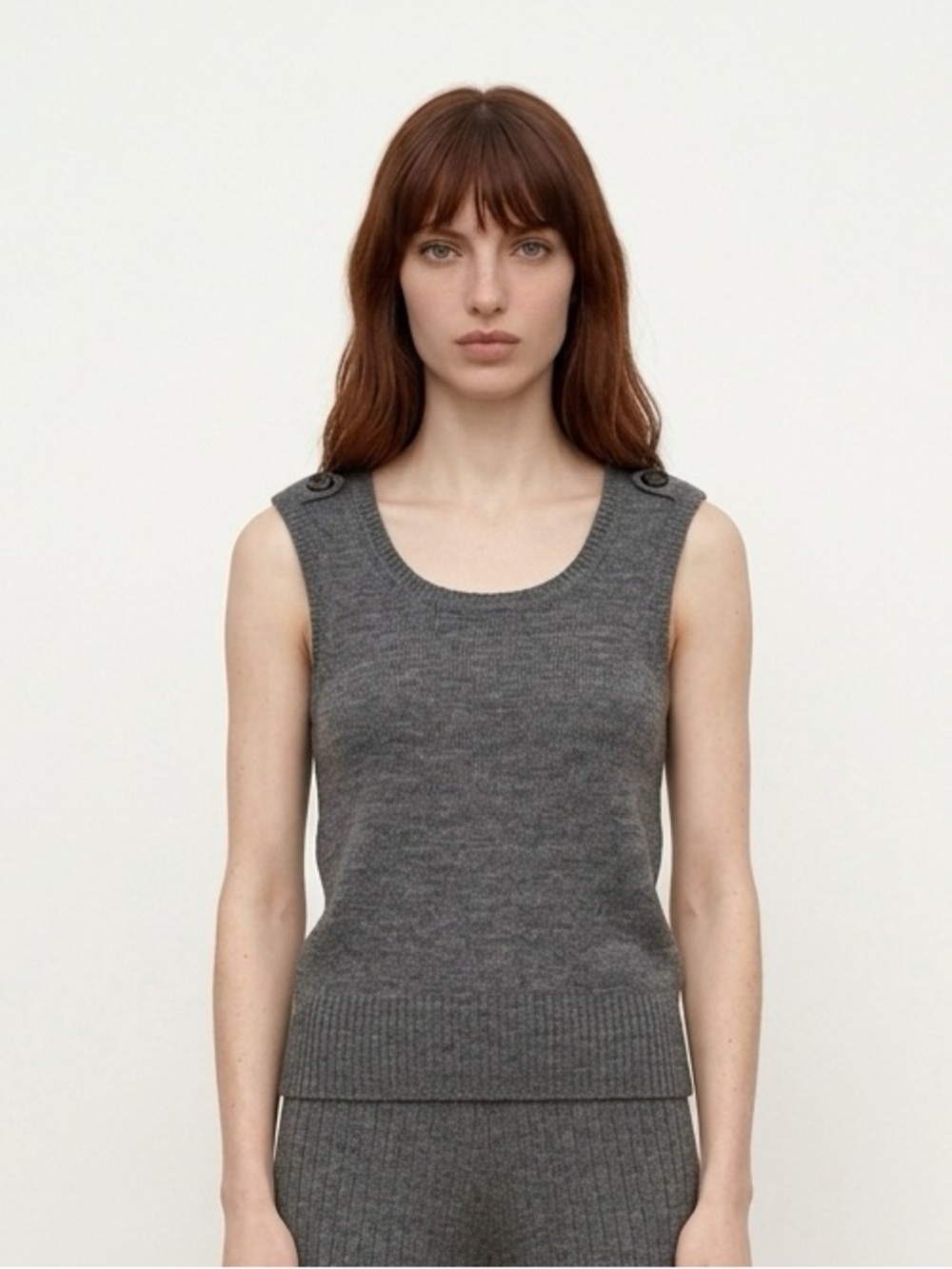 %50 Wool Gray Women's Sleeveless Top By Jacob’s | Wool | Vest | XS